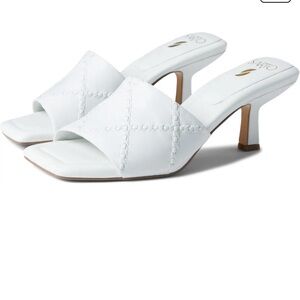 Franco Sarto Betty Slide Sandal White Kitten Heel 10